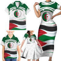 Algeria Family Matching Short Sleeve Bodycon Dress and Hawaiian Shirt with National Flag and Coat of Arms Crest Design
