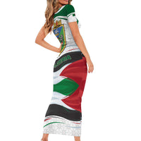 Algeria Family Matching Short Sleeve Bodycon Dress and Hawaiian Shirt with National Flag and Coat of Arms Crest Design
