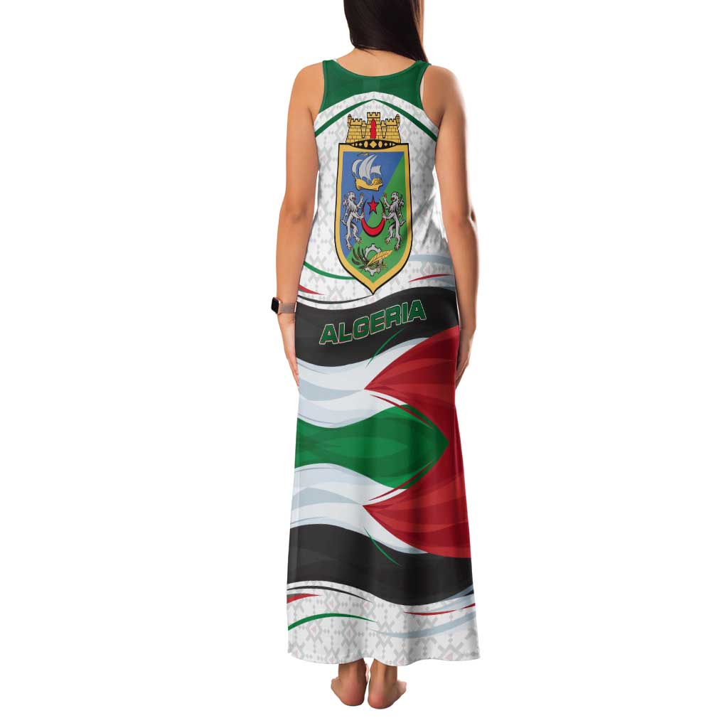 Algeria Family Matching Tank Maxi Dress and Hawaiian Shirt with National Flag and Coat of Arms Crest Design