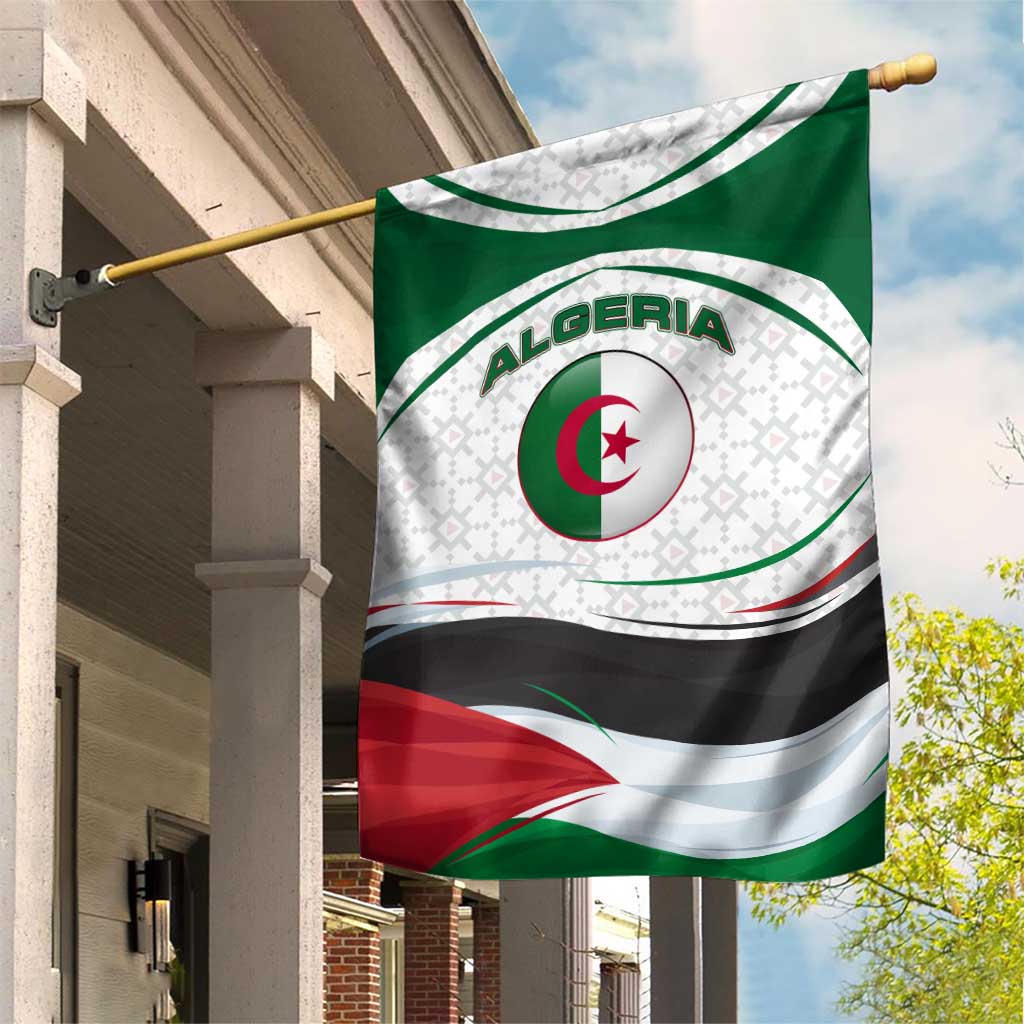 Algeria Garden Flag with National Flag and Coat of Arms Crest Design