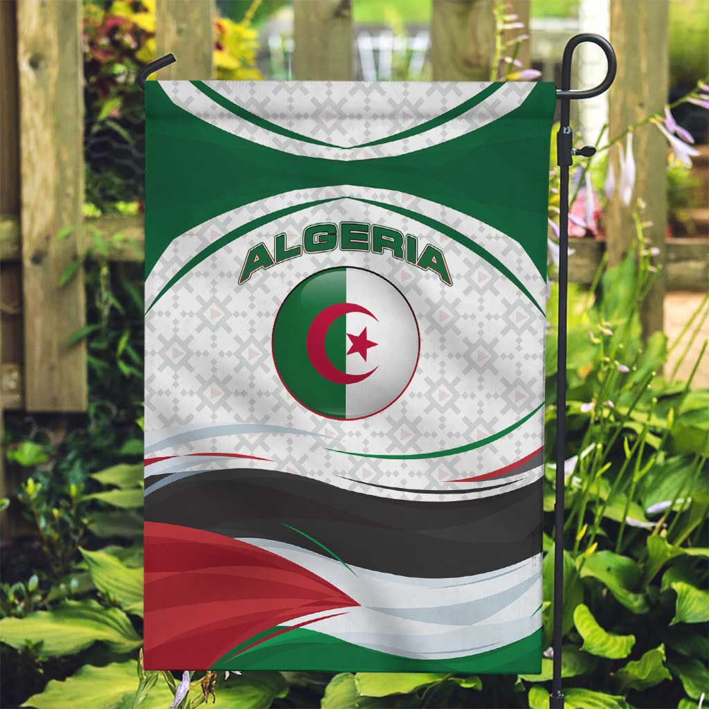 Algeria Garden Flag with National Flag and Coat of Arms Crest Design