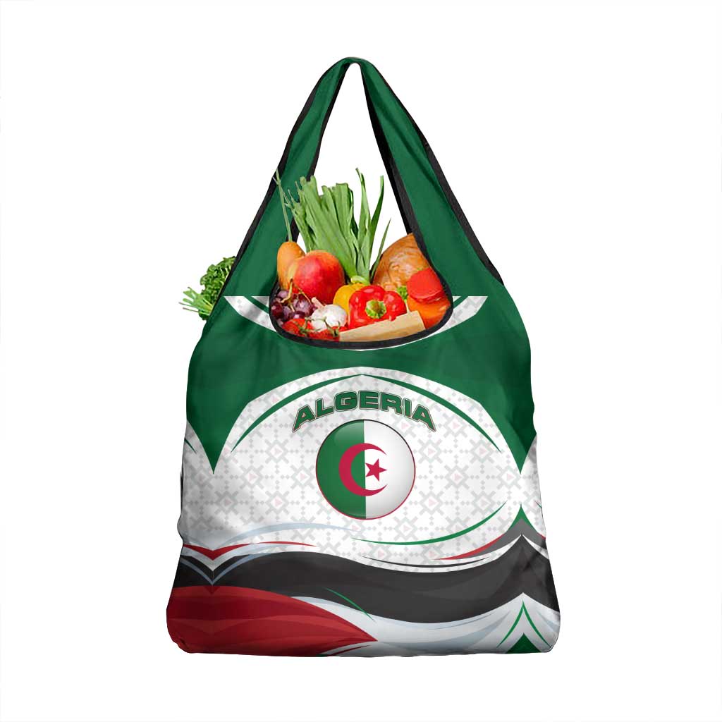 Algeria Grocery Bag with National Flag and Coat of Arms Crest Design