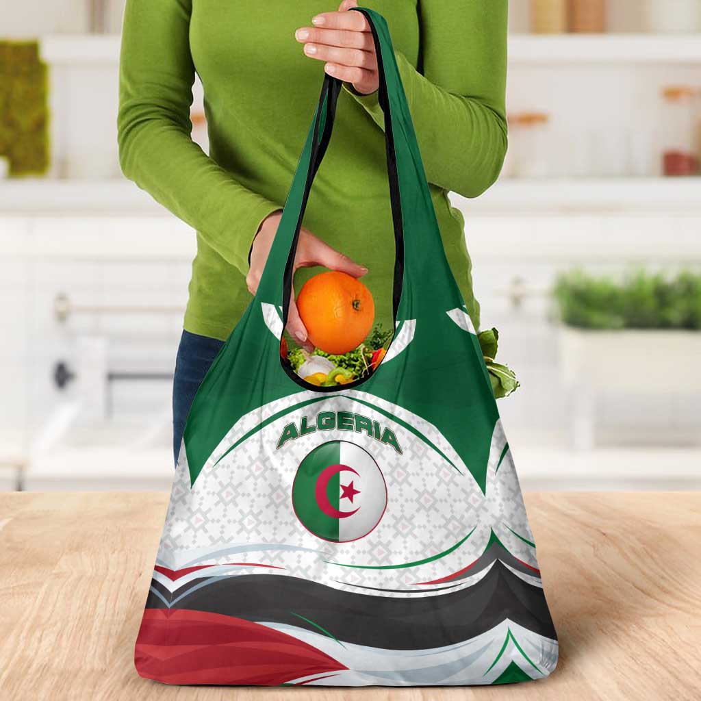 Algeria Grocery Bag with National Flag and Coat of Arms Crest Design