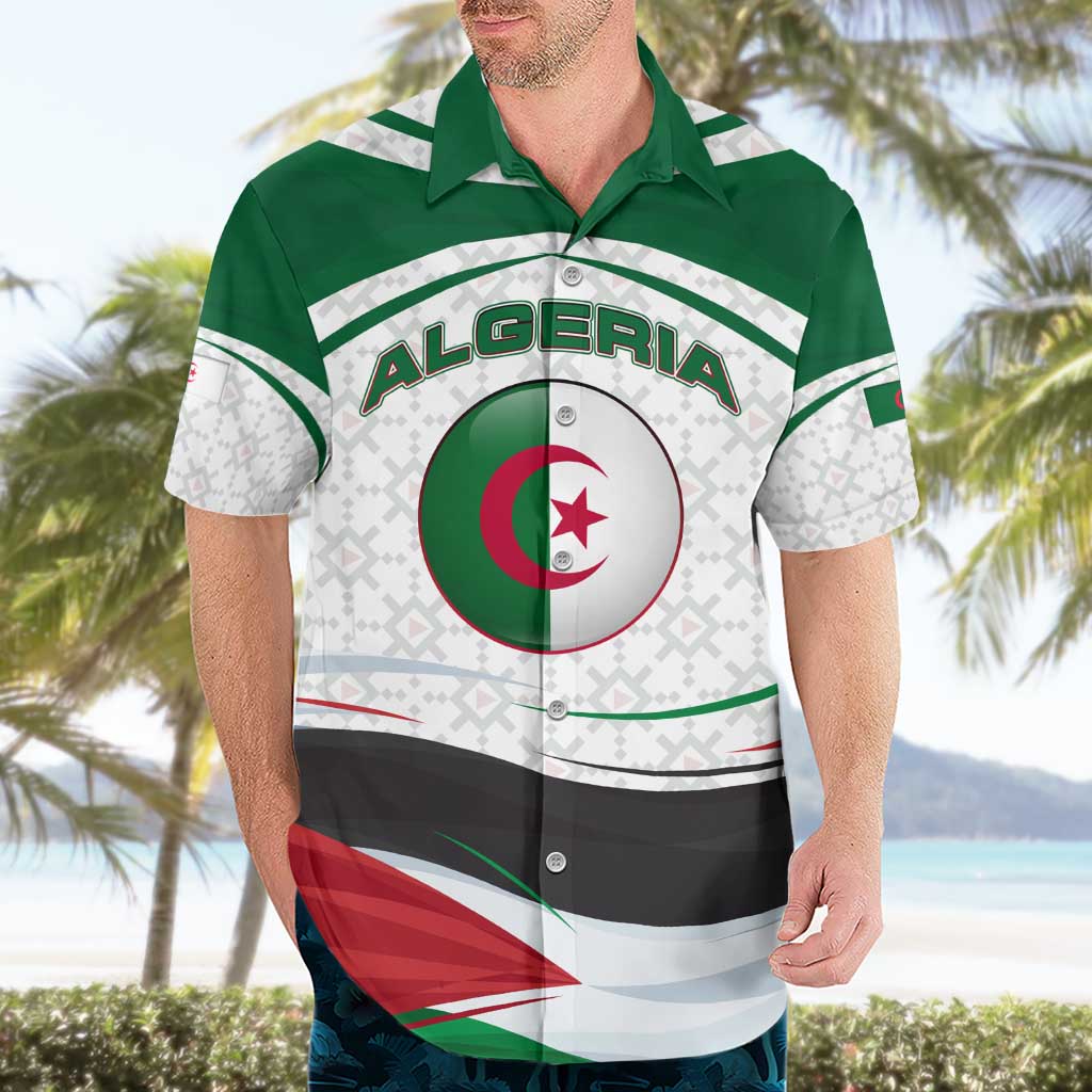 Algeria Hawaiian Shirt with National Flag and Coat of Arms Crest Design