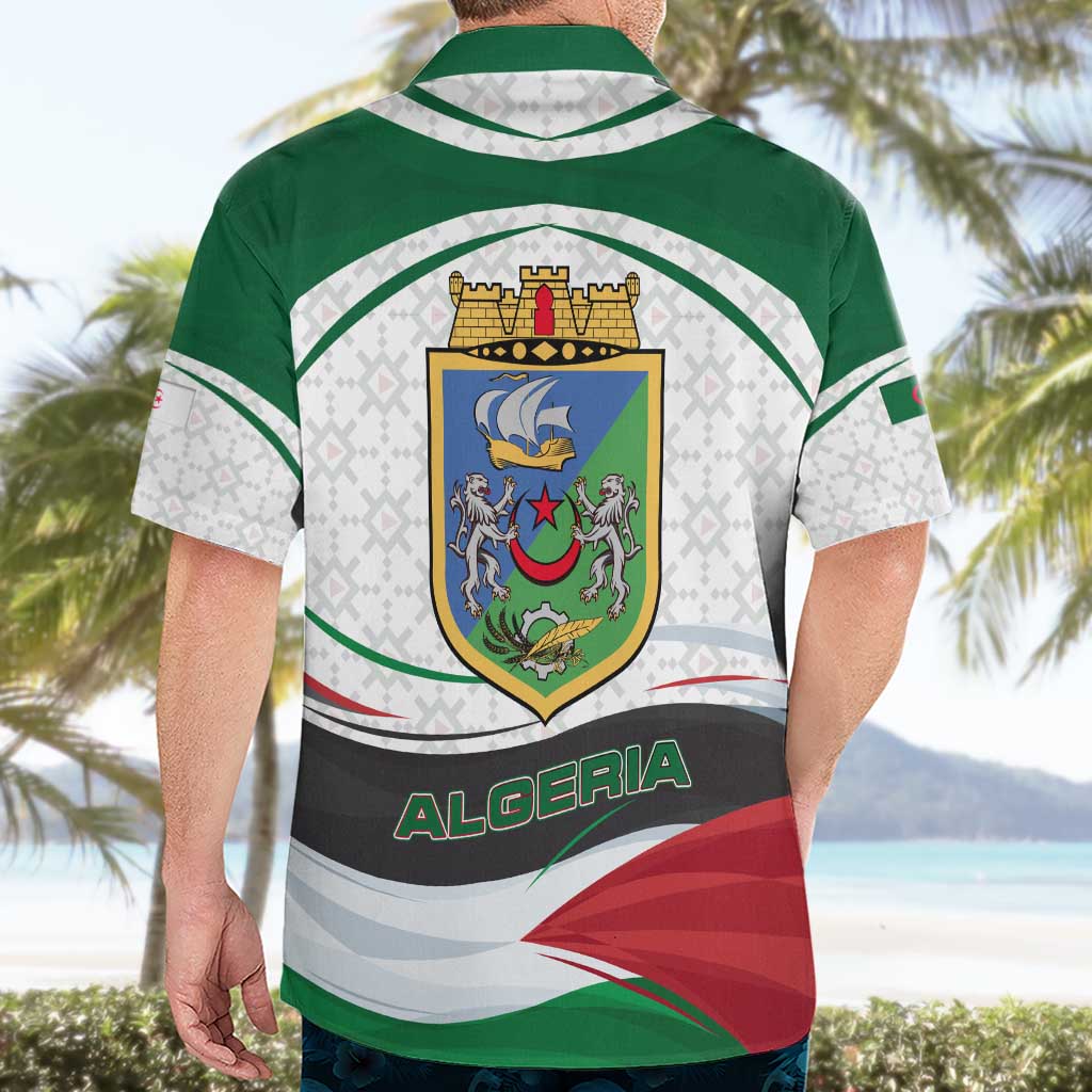 Algeria Hawaiian Shirt with National Flag and Coat of Arms Crest Design