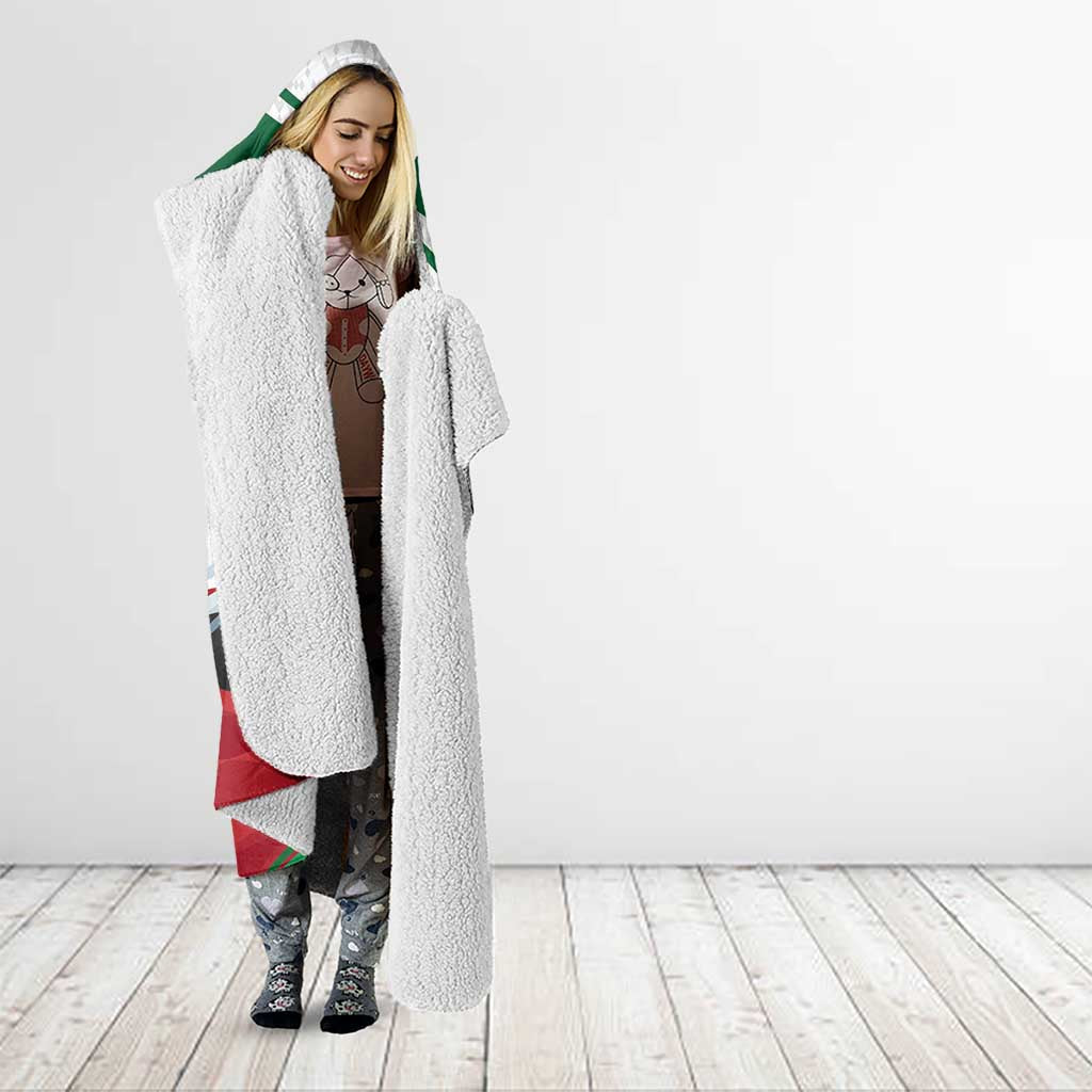 Algeria Hooded Blanket with National Flag and Coat of Arms Crest Design