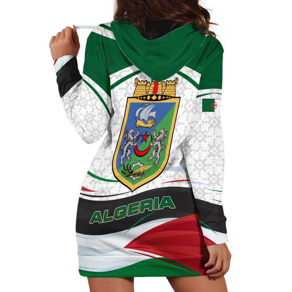 Algeria Hoodie Dress with National Flag and Coat of Arms Crest Design