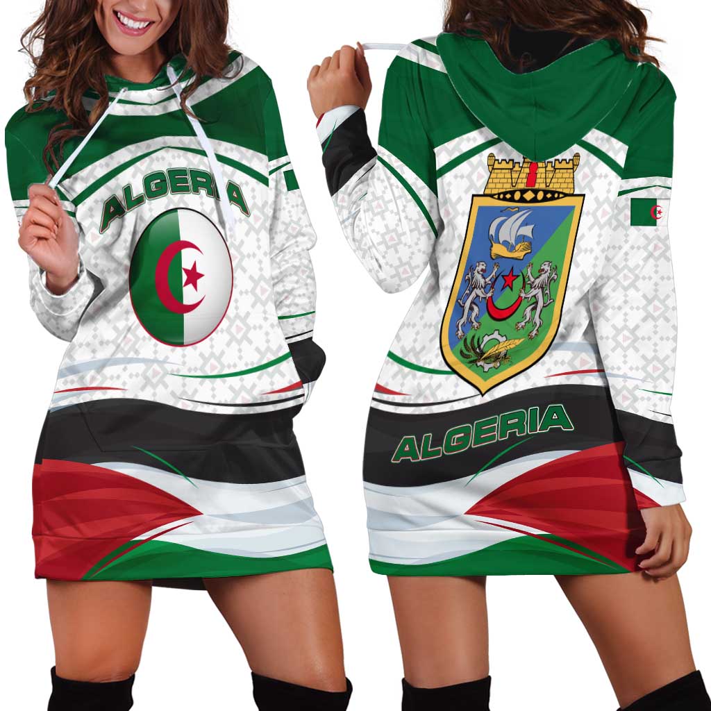 Algeria Hoodie Dress with National Flag and Coat of Arms Crest Design