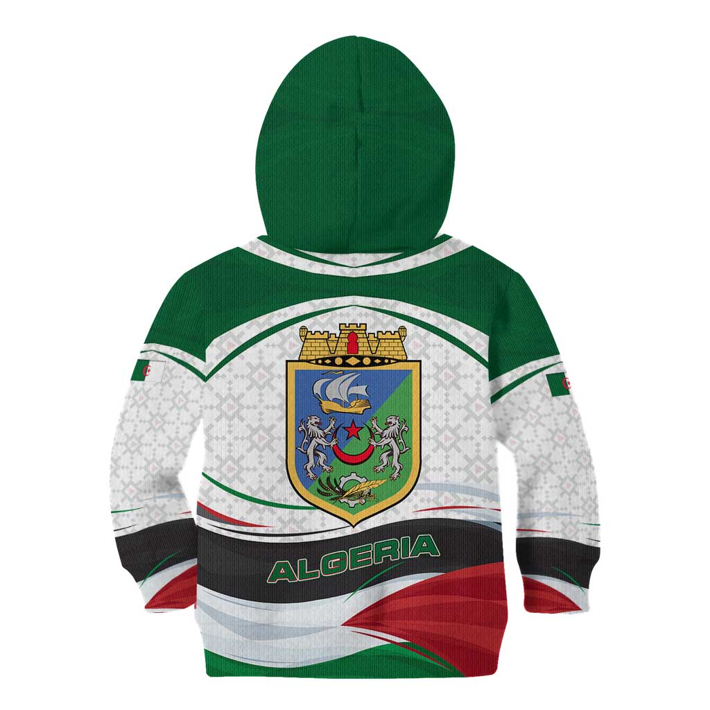 Algeria Kid Hoodie with National Flag and Coat of Arms Crest Design