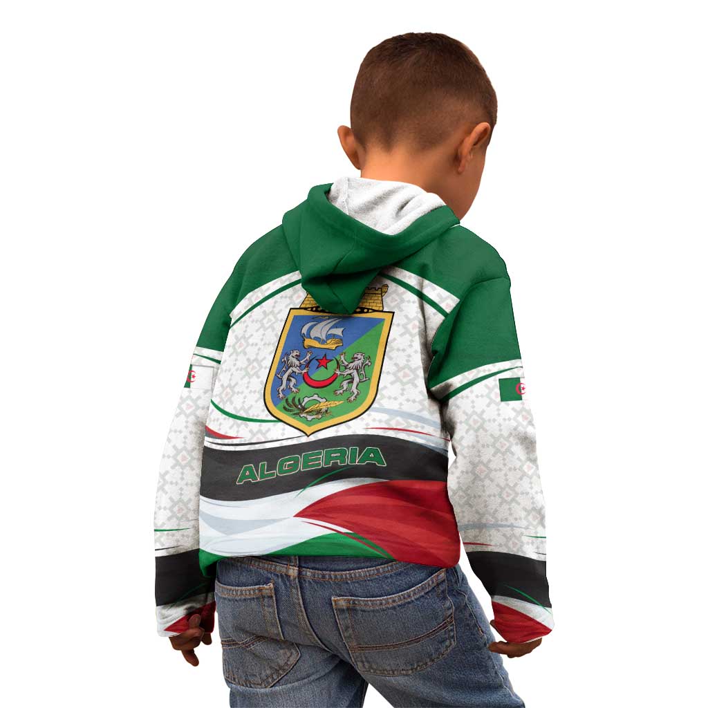 Algeria Kid Hoodie with National Flag and Coat of Arms Crest Design