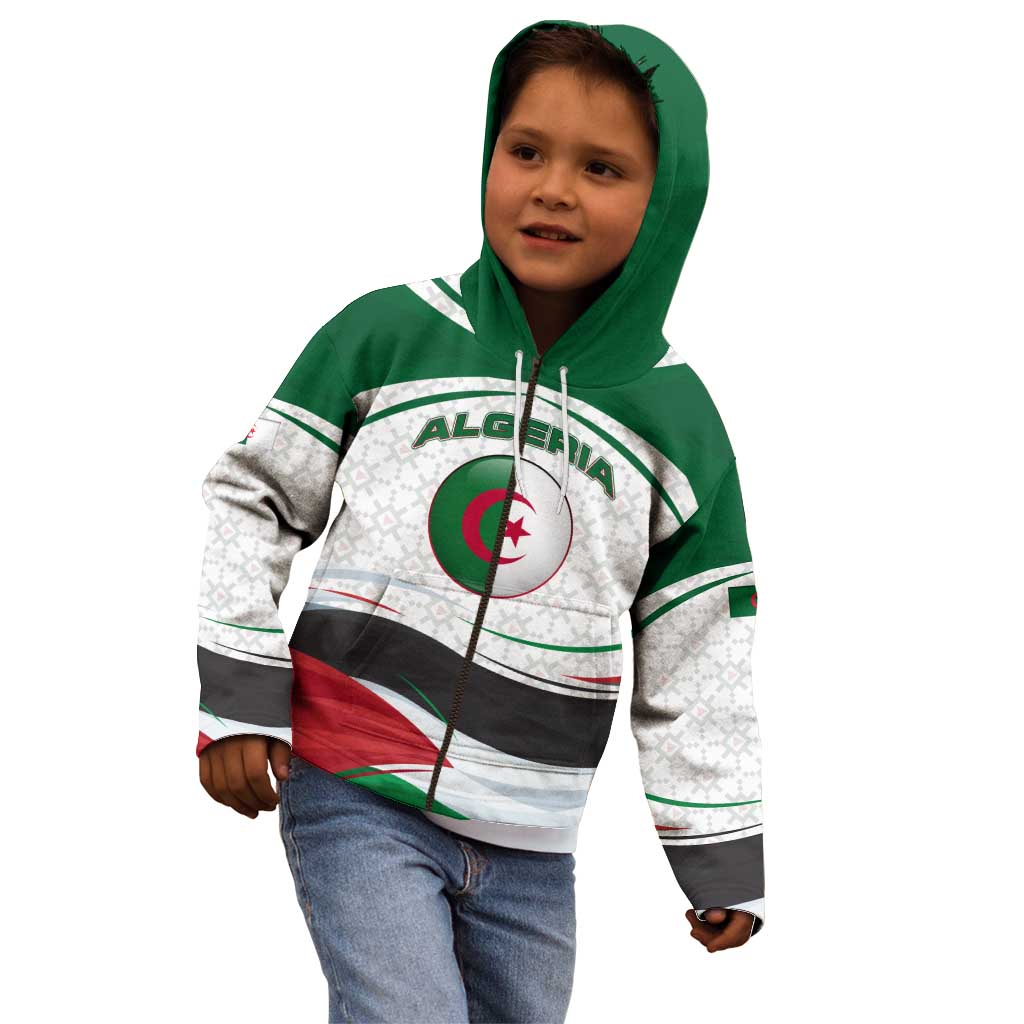 Algeria Kid Hoodie with National Flag and Coat of Arms Crest Design