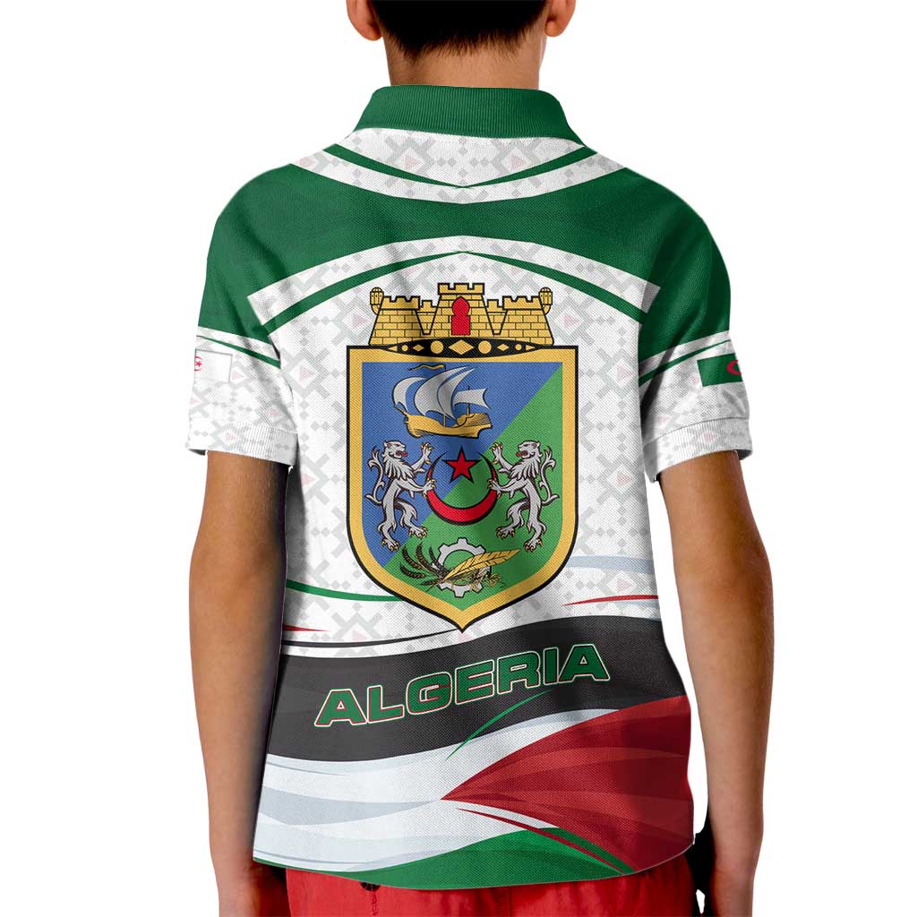Algeria Kid Polo Shirt with National Flag and Coat of Arms Crest Design