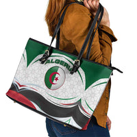 Algeria Leather Tote Bag with National Flag and Coat of Arms Crest Design