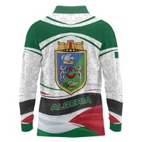 Algeria Long Sleeve Polo Shirt with National Flag and Coat of Arms Crest Design
