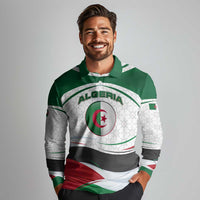 Algeria Long Sleeve Polo Shirt with National Flag and Coat of Arms Crest Design