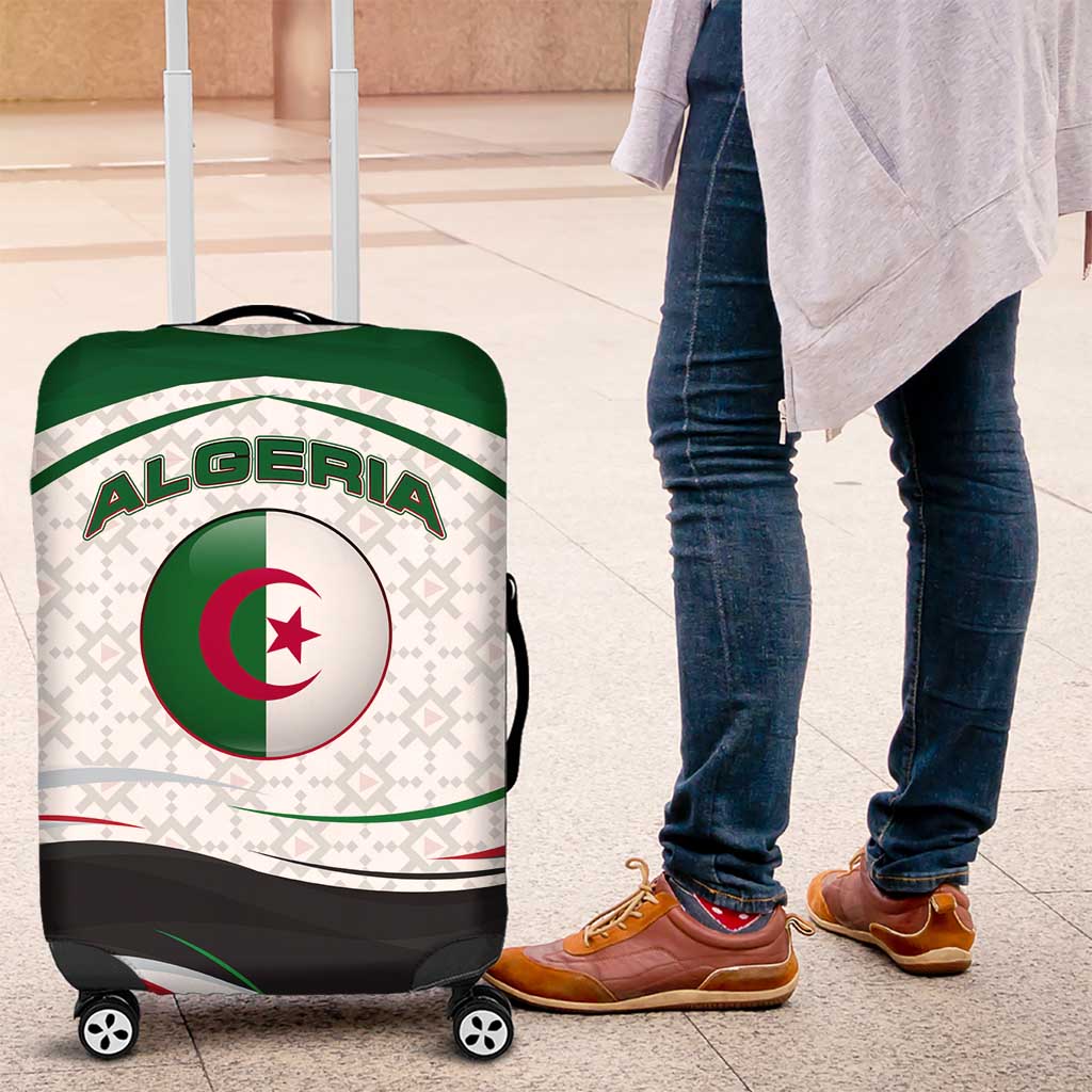 Algeria Luggage Cover with National Flag and Coat of Arms Crest Design