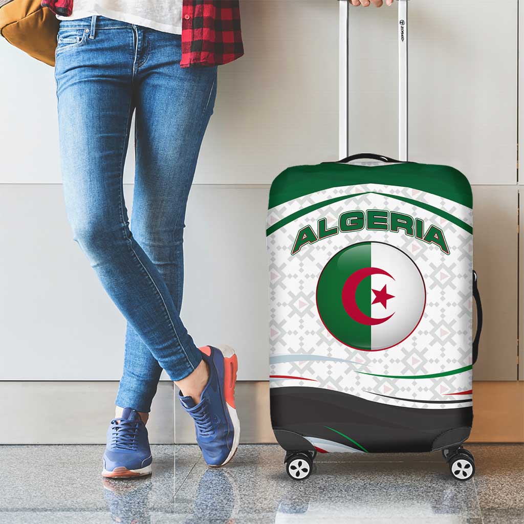Algeria Luggage Cover with National Flag and Coat of Arms Crest Design