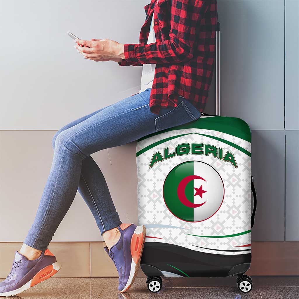 Algeria Luggage Cover with National Flag and Coat of Arms Crest Design