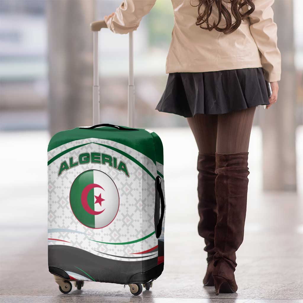 Algeria Luggage Cover with National Flag and Coat of Arms Crest Design