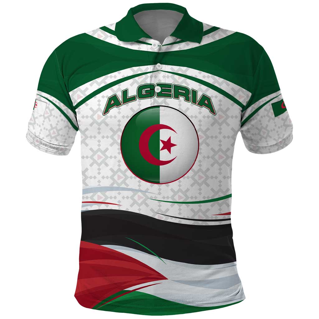 Algeria Polo Shirt with National Flag and Coat of Arms Crest Design