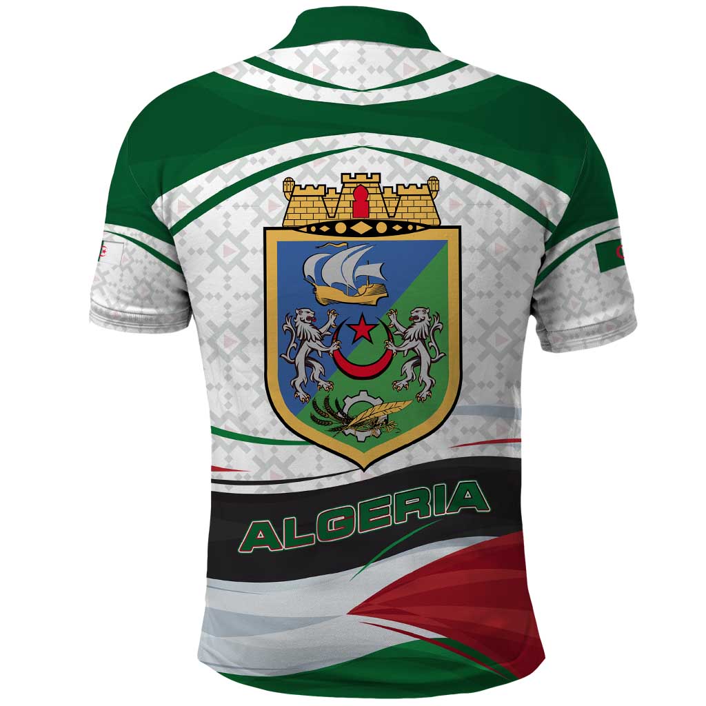 Algeria Polo Shirt with National Flag and Coat of Arms Crest Design