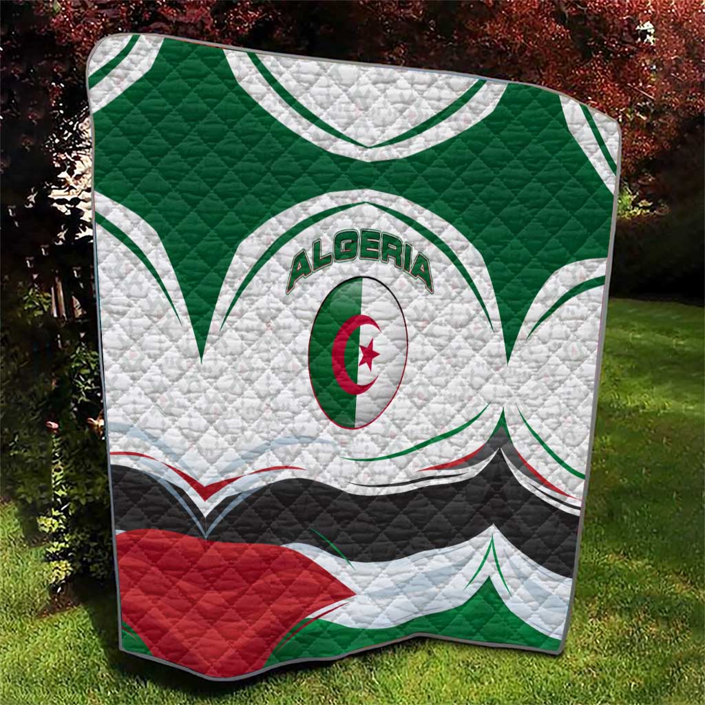 Algeria Quilt with National Flag and Coat of Arms Crest Design