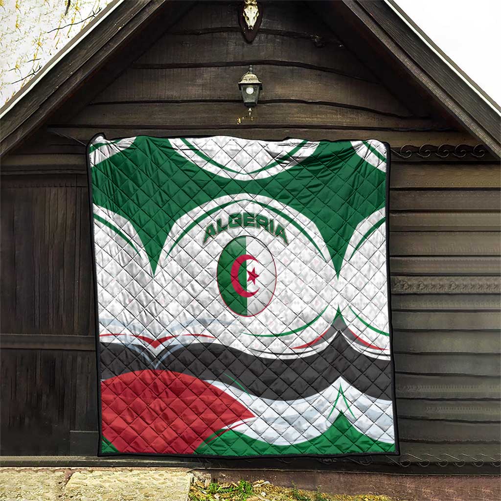 Algeria Quilt with National Flag and Coat of Arms Crest Design