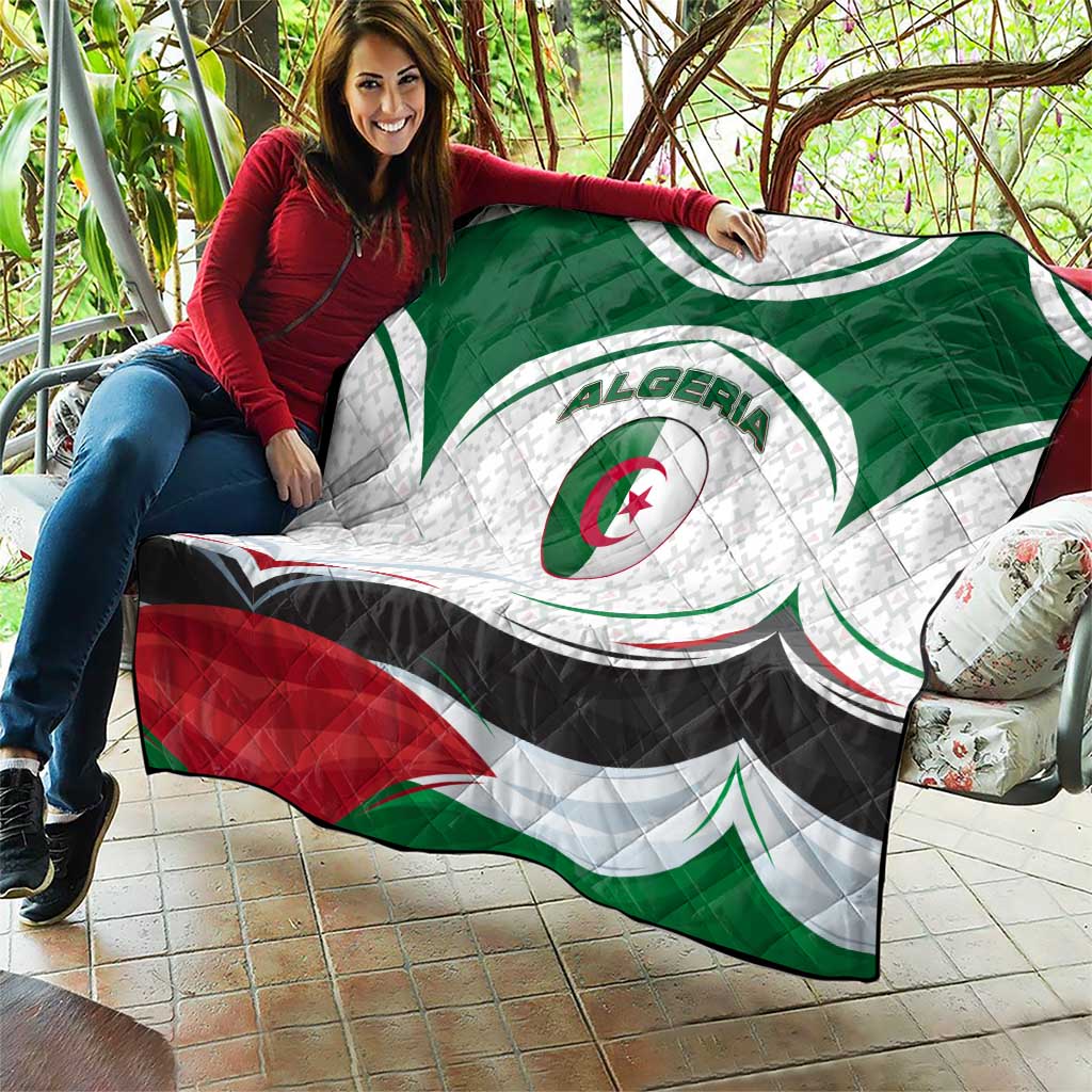 Algeria Quilt with National Flag and Coat of Arms Crest Design