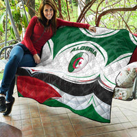 Algeria Quilt with National Flag and Coat of Arms Crest Design