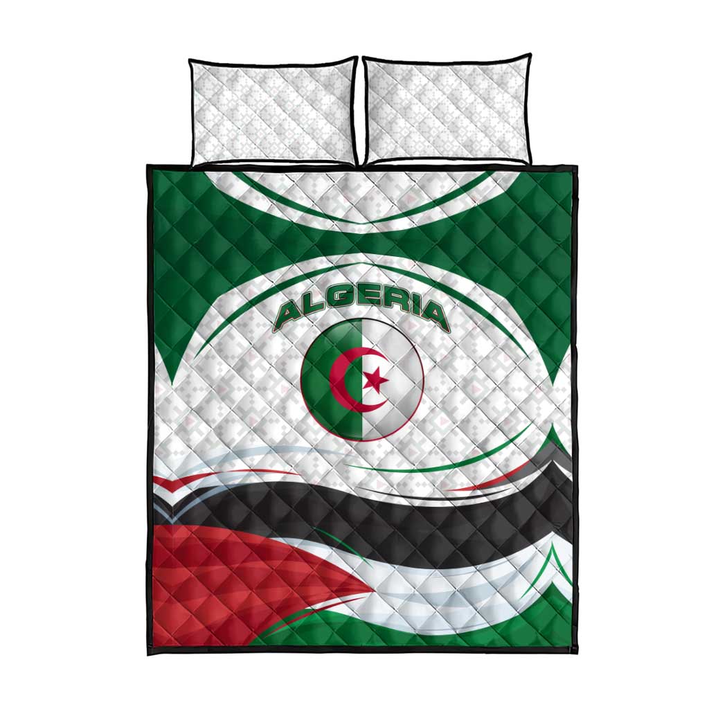 Algeria Quilt Bed Set with National Flag and Coat of Arms Crest Design