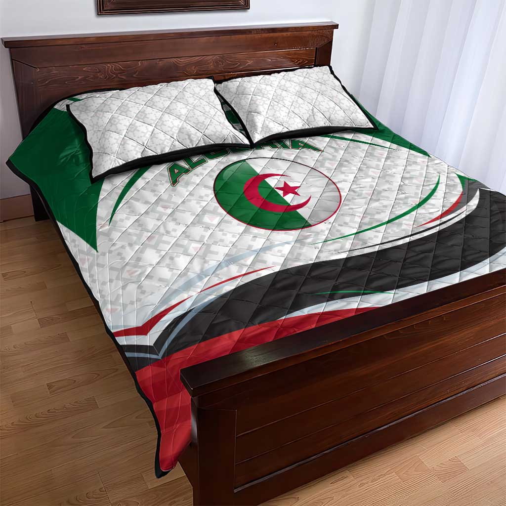 Algeria Quilt Bed Set with National Flag and Coat of Arms Crest Design