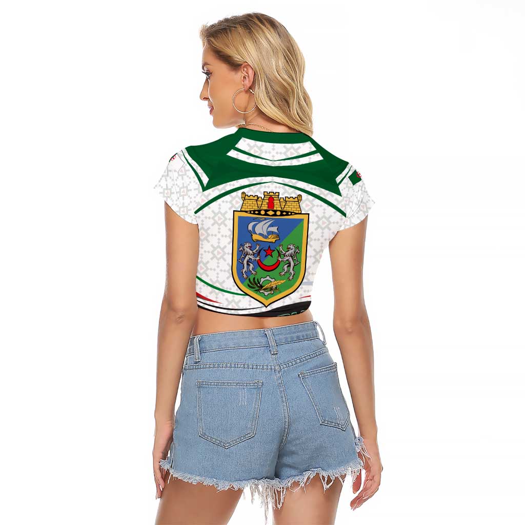 Algeria Raglan Cropped T Shirt with National Flag and Coat of Arms Crest Design