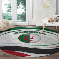 Algeria Round Carpet with National Flag and Coat of Arms Crest Design