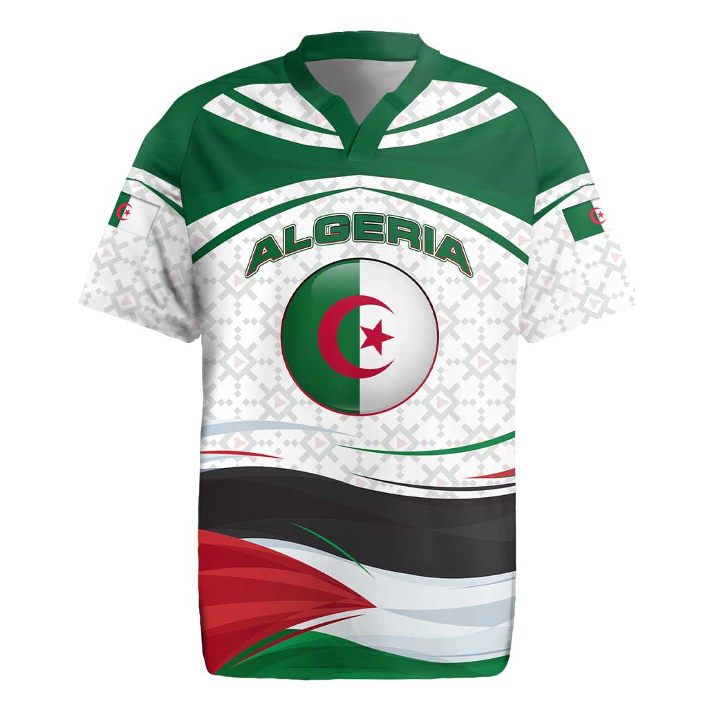 Algeria Rugby Jersey with National Flag and Coat of Arms Crest Design