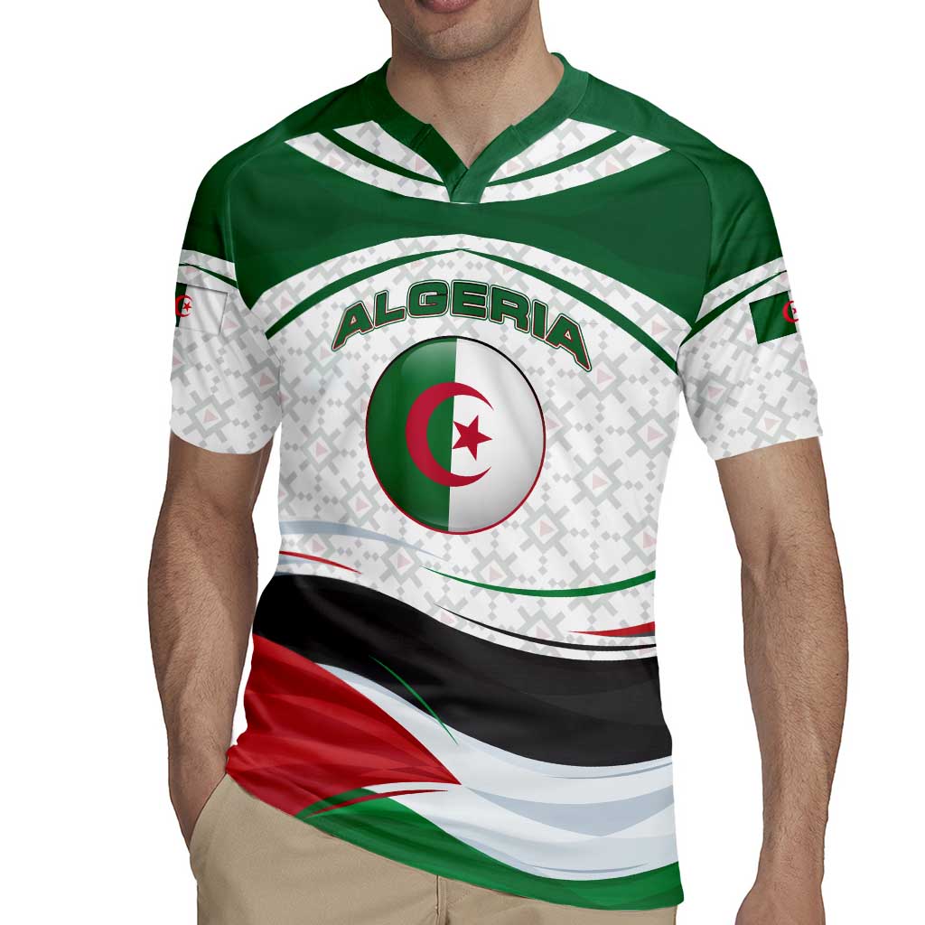 Algeria Rugby Jersey with National Flag and Coat of Arms Crest Design