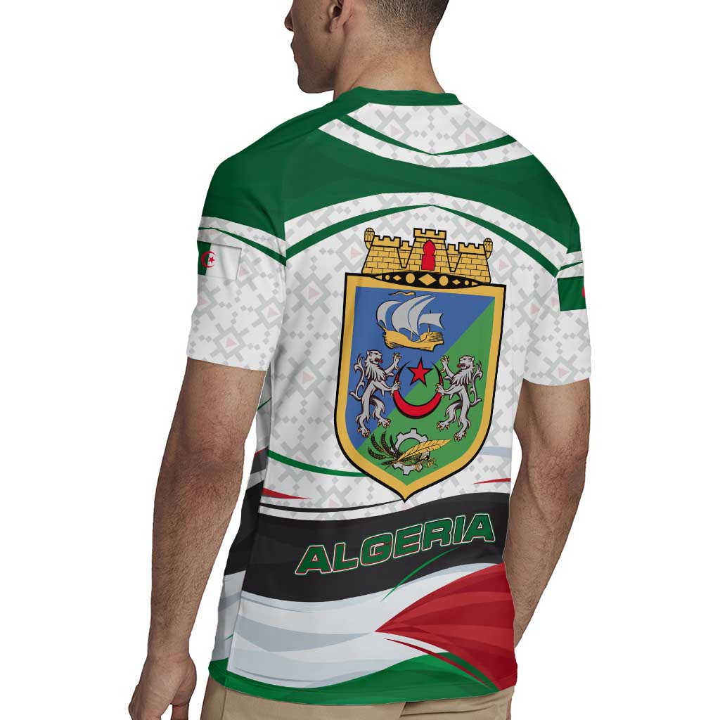 Algeria Rugby Jersey with National Flag and Coat of Arms Crest Design