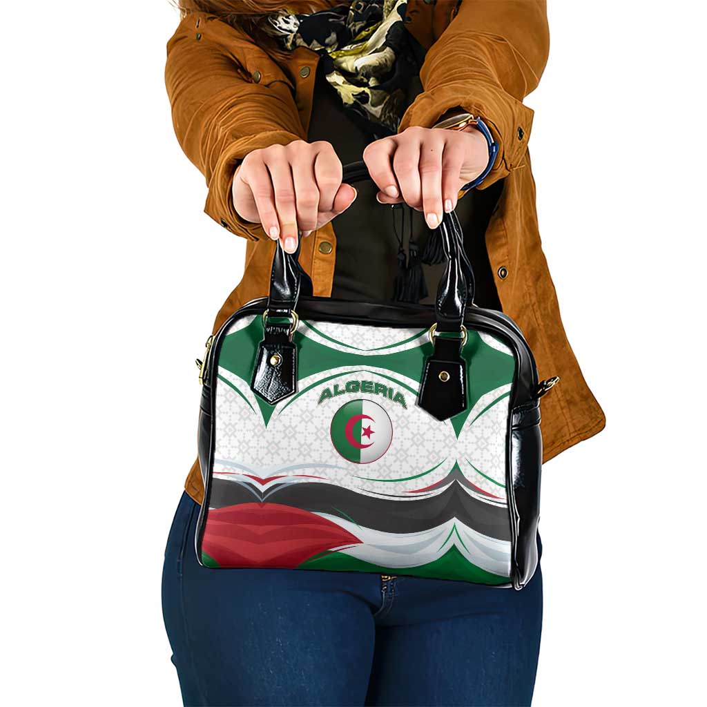 Algeria Shoulder Handbag with National Flag and Coat of Arms Crest Design