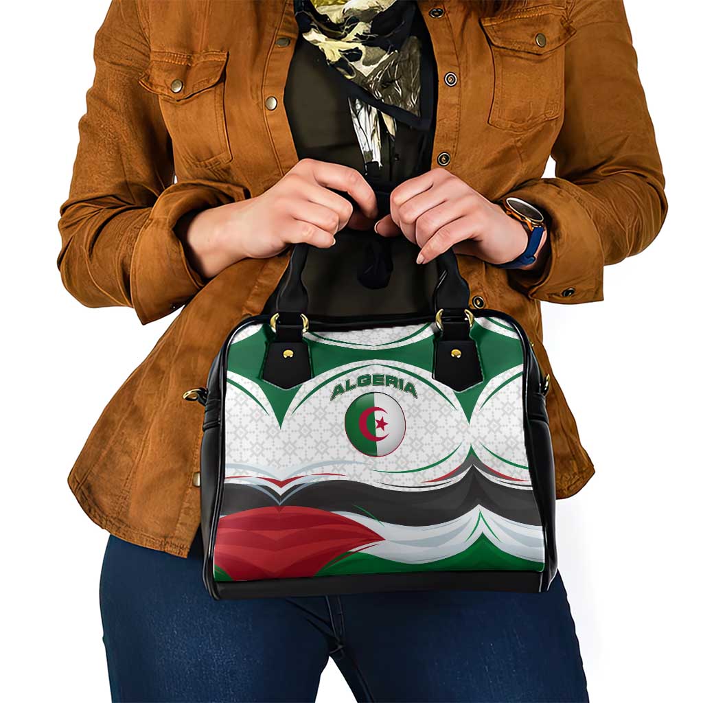 Algeria Shoulder Handbag with National Flag and Coat of Arms Crest Design