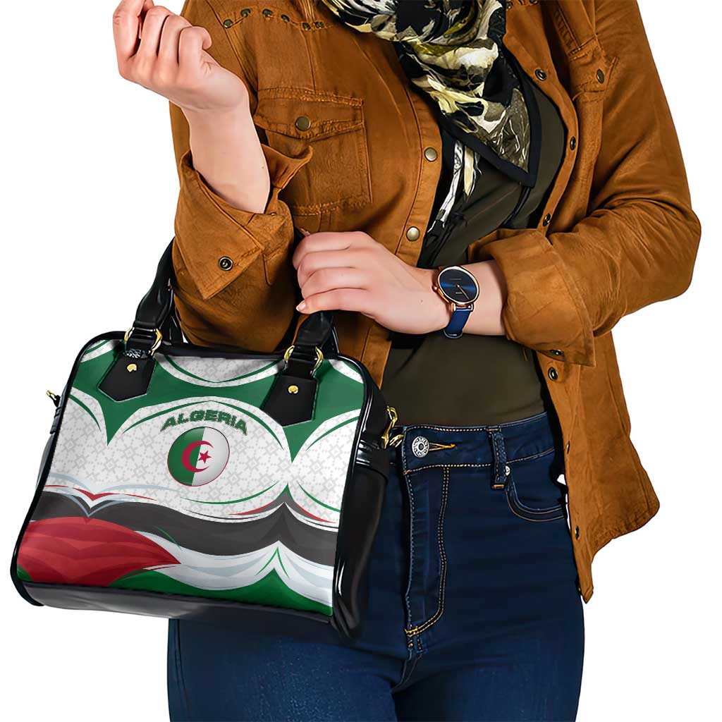 Algeria Shoulder Handbag with National Flag and Coat of Arms Crest Design