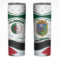 Algeria Skinny Tumbler with National Flag and Coat of Arms Crest Design