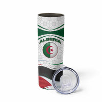 Algeria Skinny Tumbler with National Flag and Coat of Arms Crest Design
