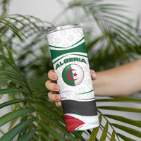 Algeria Skinny Tumbler with National Flag and Coat of Arms Crest Design