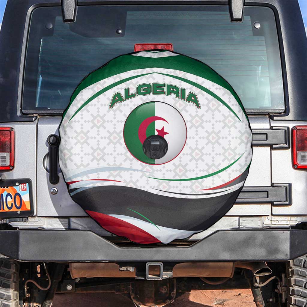 Algeria Spare Tire Cover with National Flag and Coat of Arms Crest Design