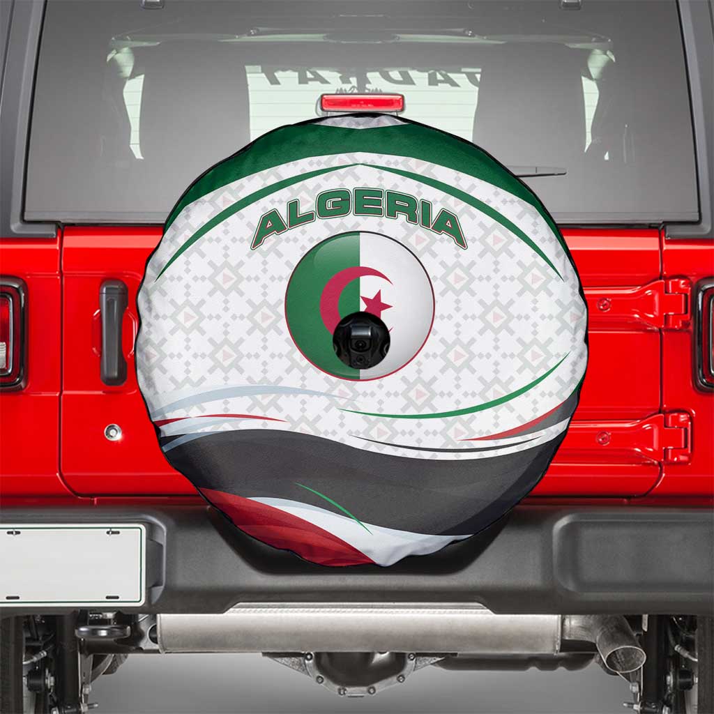 Algeria Spare Tire Cover with National Flag and Coat of Arms Crest Design