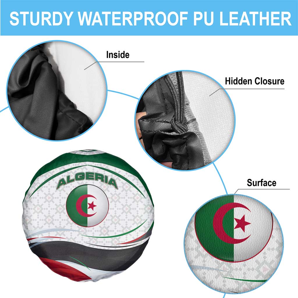 Algeria Spare Tire Cover with National Flag and Coat of Arms Crest Design