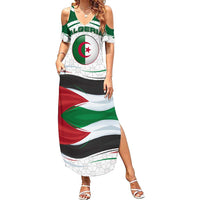 Algeria Summer Maxi Dress with National Flag and Coat of Arms Crest Design