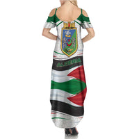 Algeria Summer Maxi Dress with National Flag and Coat of Arms Crest Design