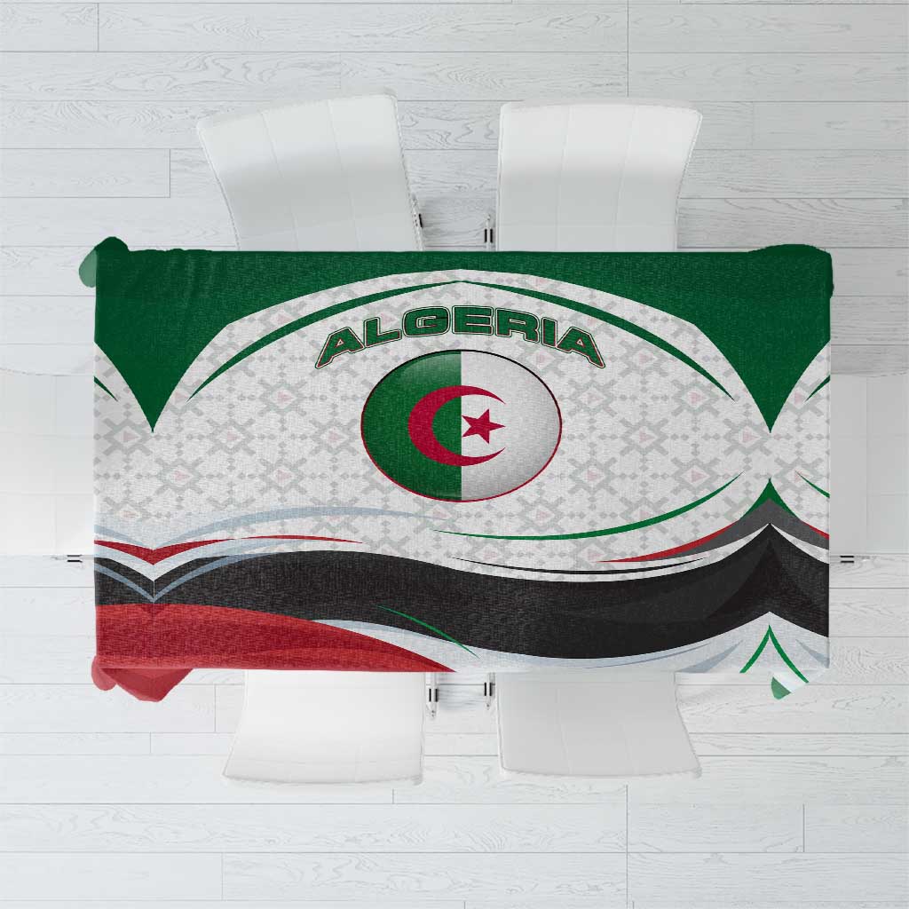 Algeria Tablecloth with National Flag and Coat of Arms Crest Design