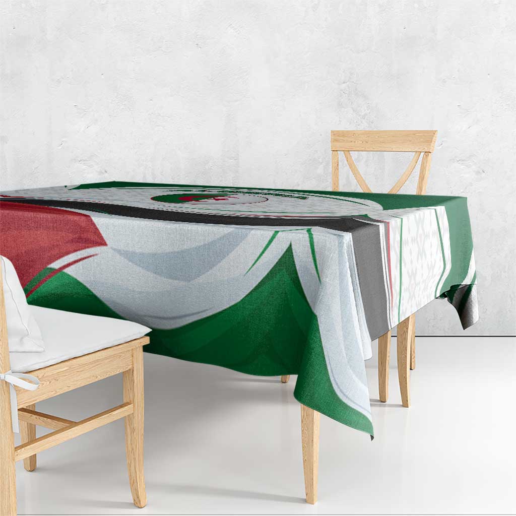 Algeria Tablecloth with National Flag and Coat of Arms Crest Design