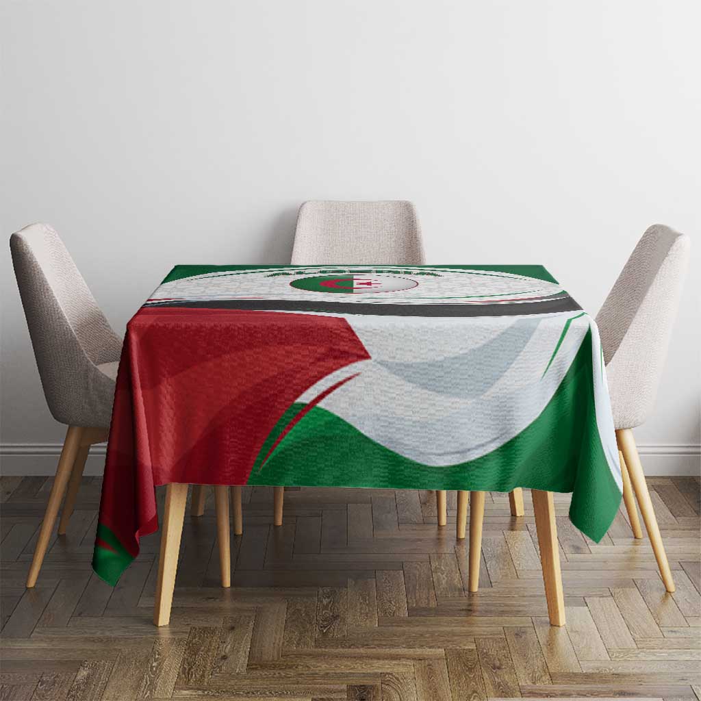 Algeria Tablecloth with National Flag and Coat of Arms Crest Design